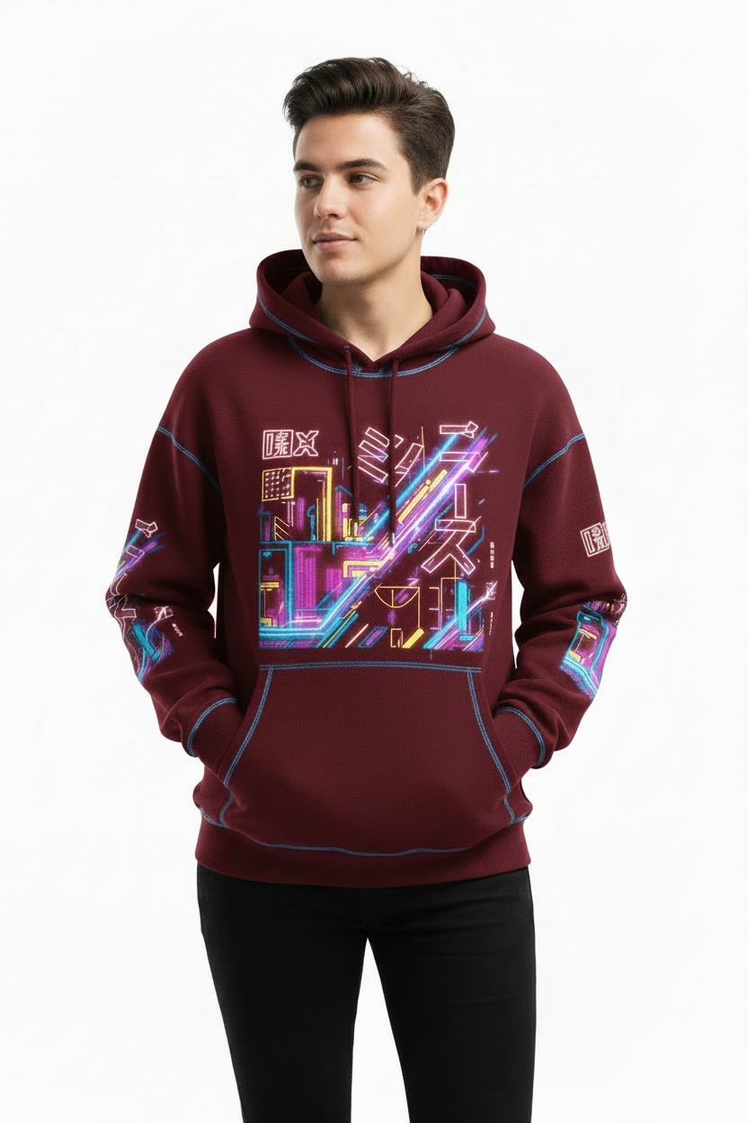 Animated Hoodie – Burgundy