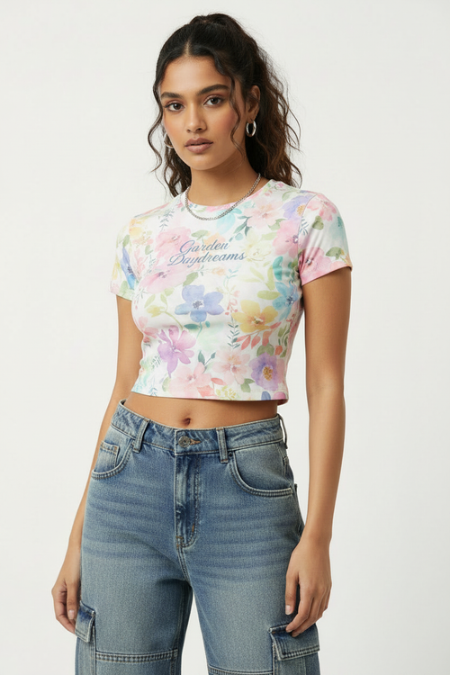 Baby Tee - Garden Daydreams Floral Print