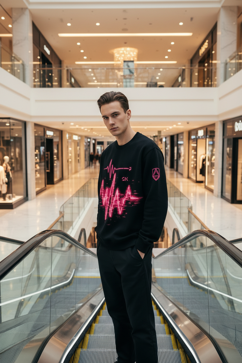 Black Sweatshirt - Mall Escalator
