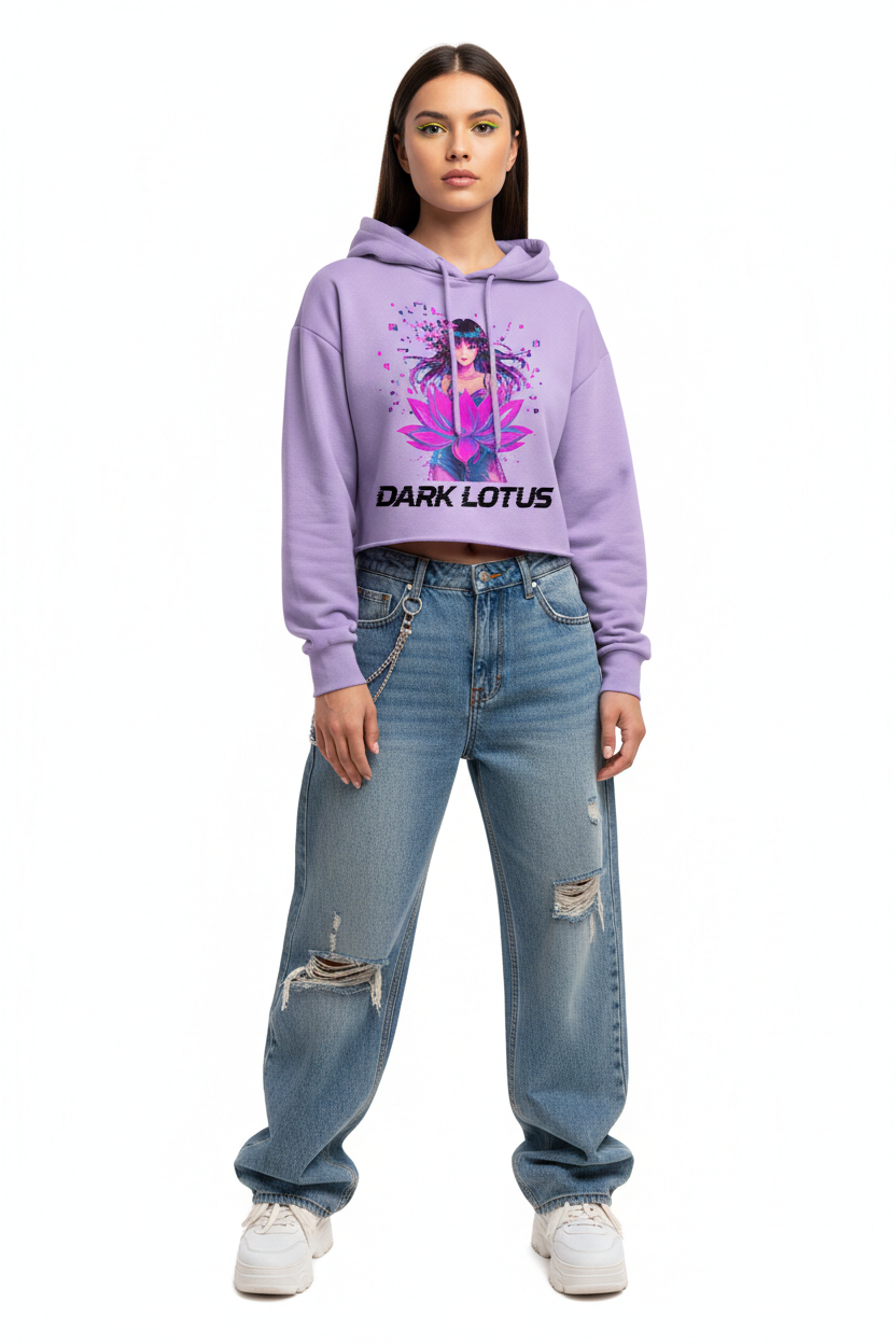 Dark Lotus Crop Hoodie - Lavender