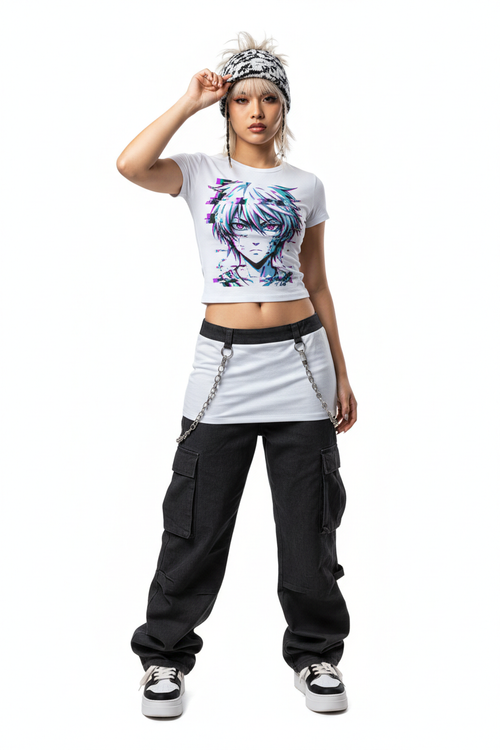 Glitch Warrior Baby Tee - Female Model