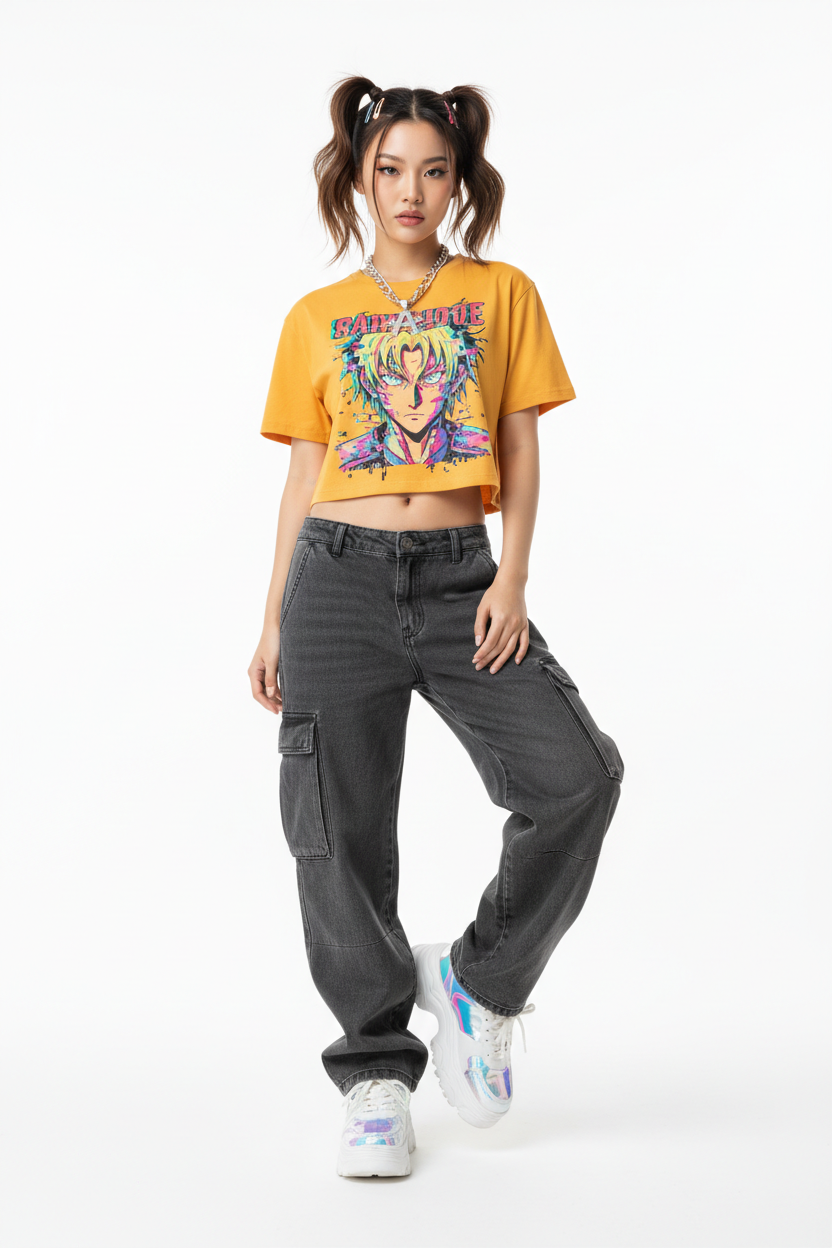 Glitch Warrior Baby Tee - Golden Yellow
