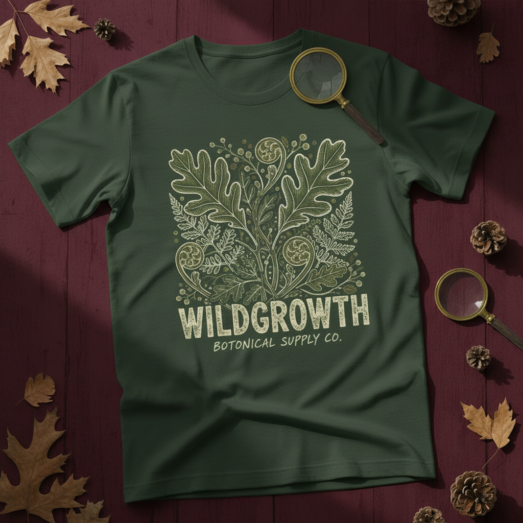 Dark Forest Ferns Tee in Burgundy
