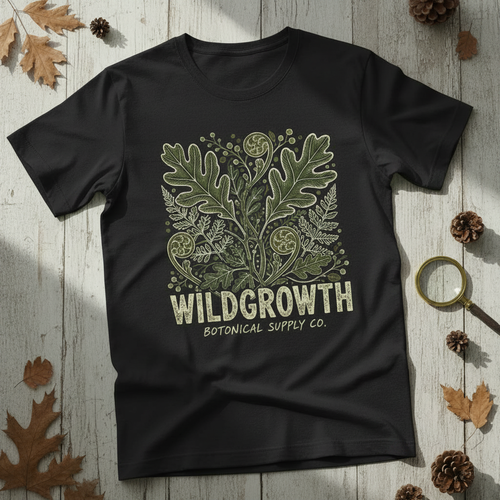Dark Forest Ferns Tee in Washed Black