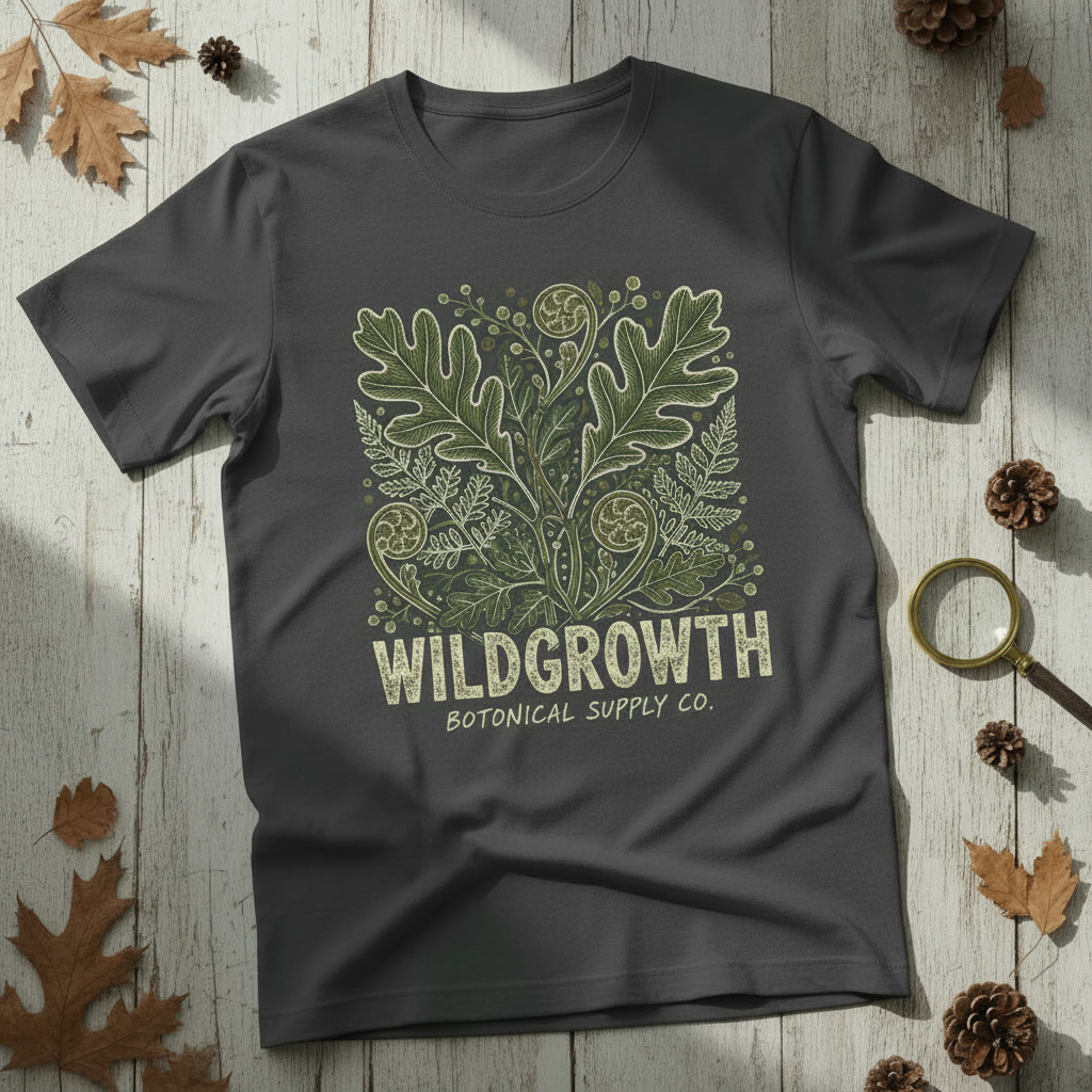 Dark Forest Ferns Tee in Charcoal Grey
