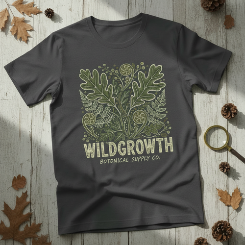 Dark Forest Ferns Tee in Charcoal Grey