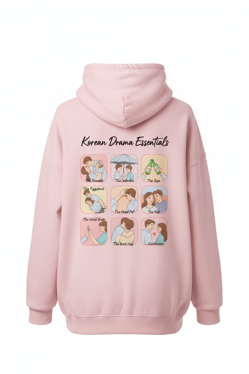 Korean Drama Essentials Hoodie Pink Back