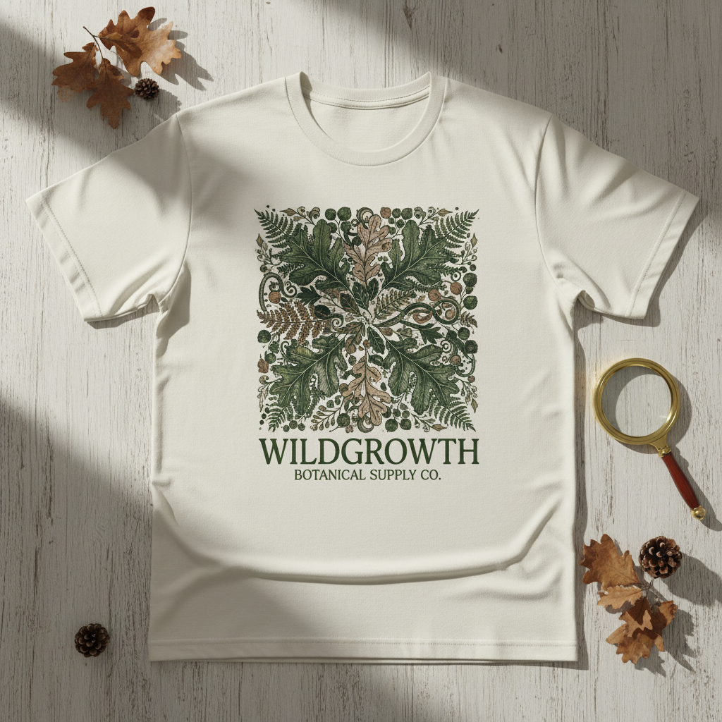 Dark Forest Ferns Tee in Cream