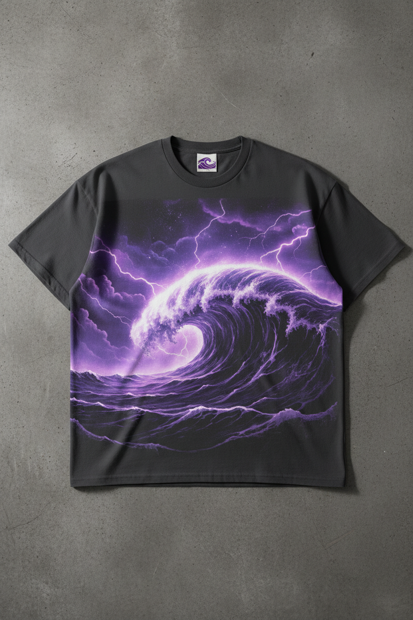 Stormy Ocean Wave Tee Purple Violet