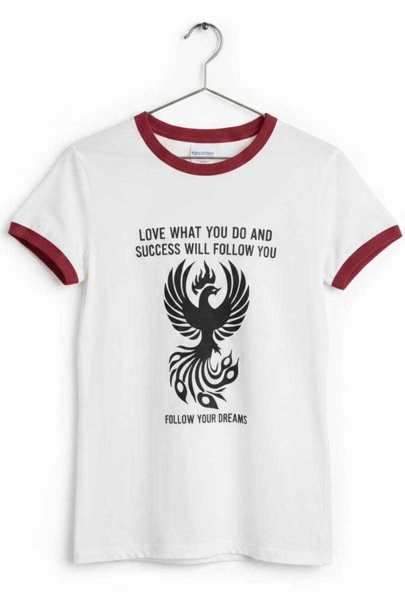 Maroon Off-White Ringer Tee - Front Hanger