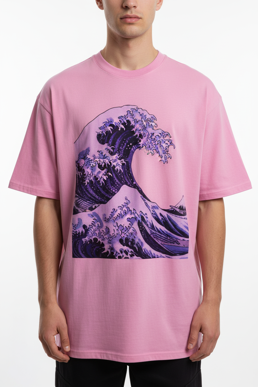 Stormy Ocean Wave Tee Purple - Pink